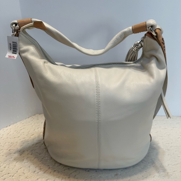 Brighton ‘Collins’ Cream White Leather Bohemian Bucket Shoulder Bag NWT - Picture 5 of 16
